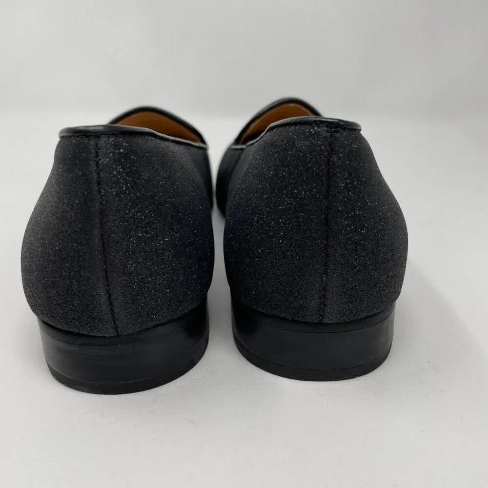 Jack Rogers Ginny Loafer Womens 7.5 Black Sparkle Glitter Slip On Flats - Picture 4 of 10